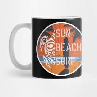 retro sunset surf beach groovy style - cool surfboard sports Mug